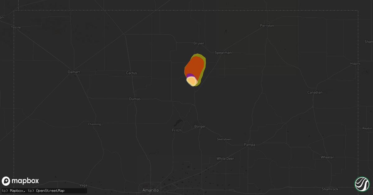 Hail map in Stinnett, TX on May 28, 2023