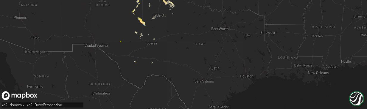 Hail map in Texas on May 28, 2023