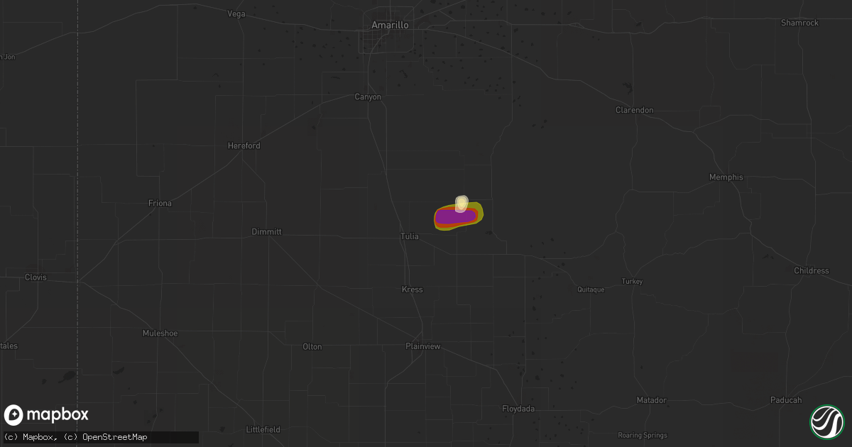 Hail map in Tulia, TX on May 28, 2023