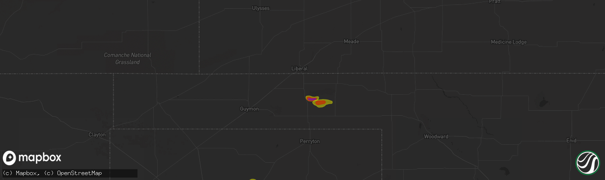 Hail map in Turpin, OK on May 28, 2023