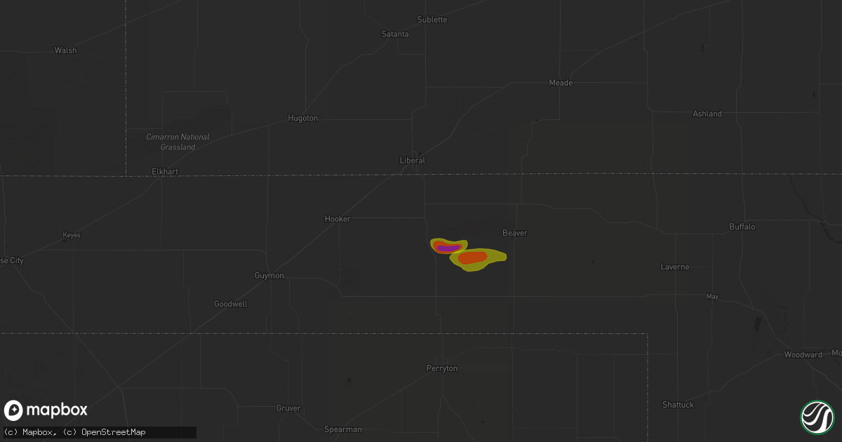 Hail map in Turpin, OK on May 28, 2023