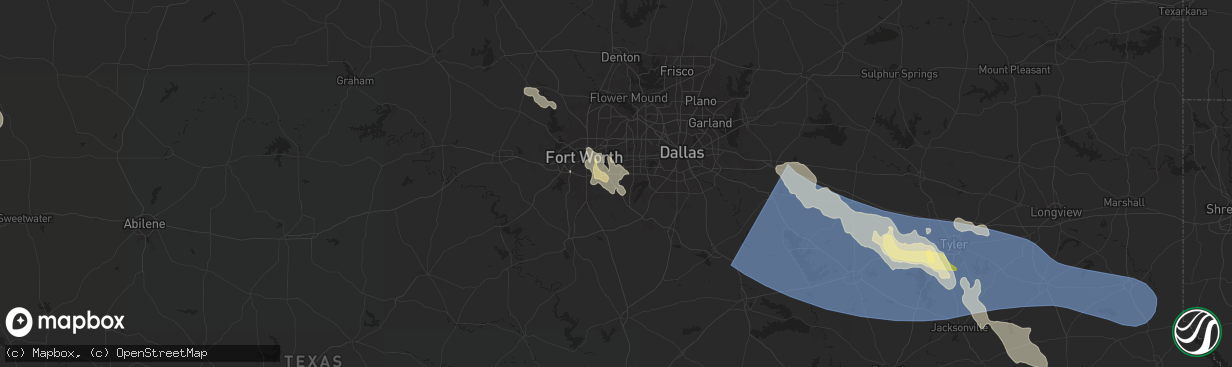 Hail map in Arlington, TX on May 28, 2024