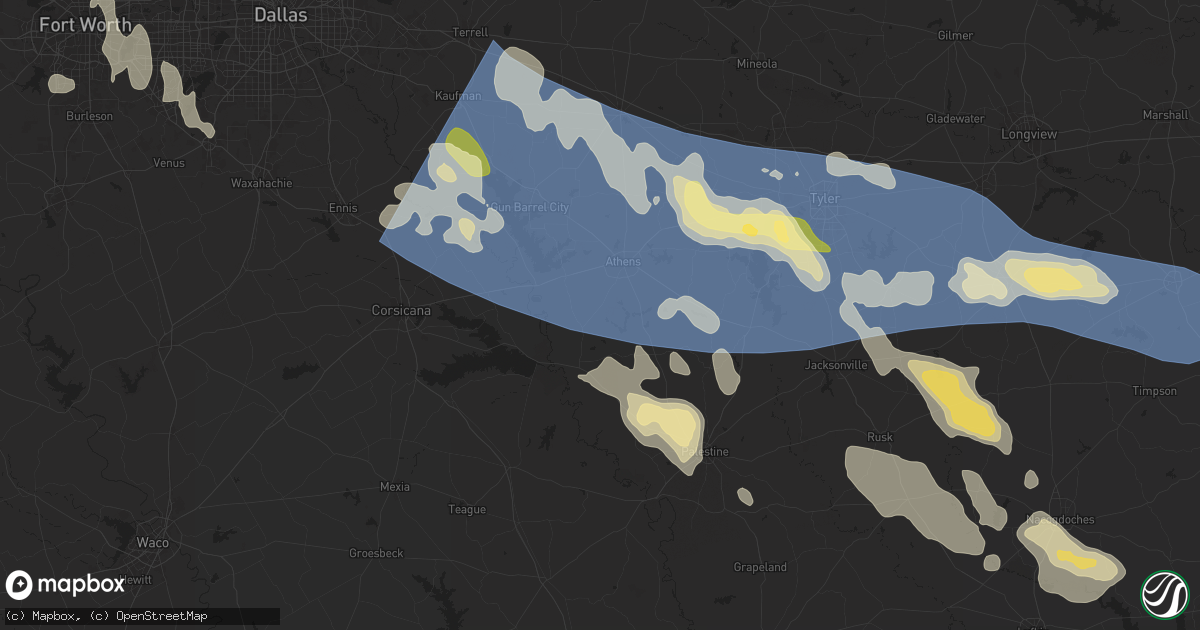 Hail map in Athens, TX on May 28, 2024