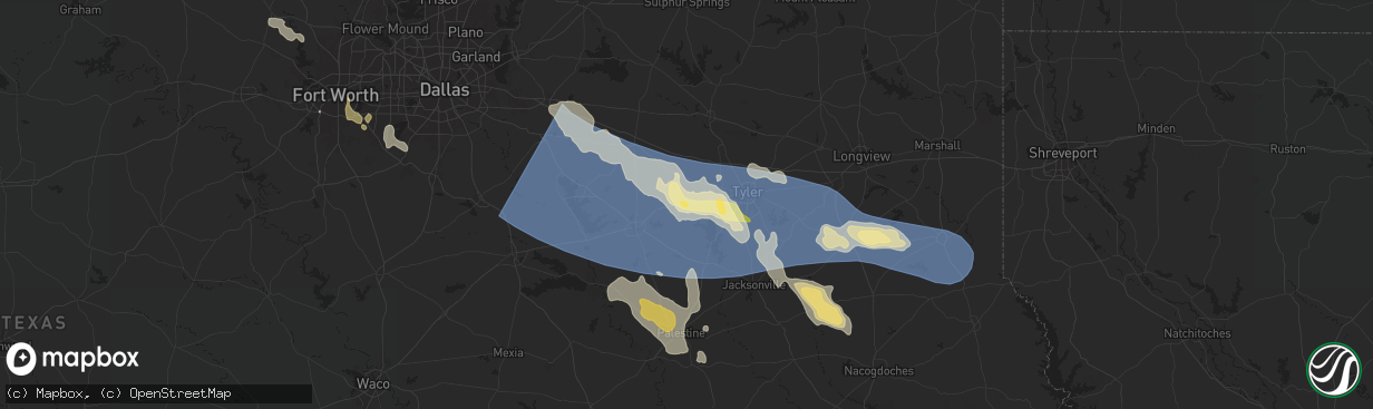 Hail map in Brownsboro, TX on May 28, 2024