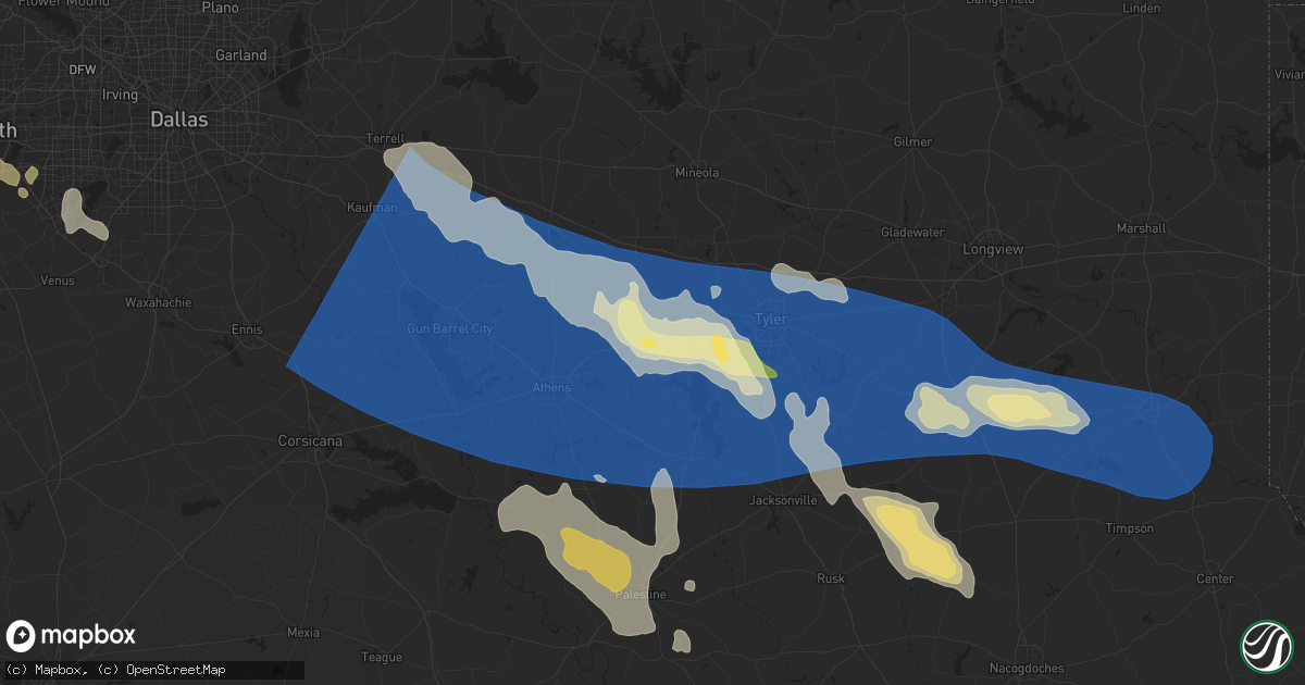 Hail map in Brownsboro, TX on May 28, 2024