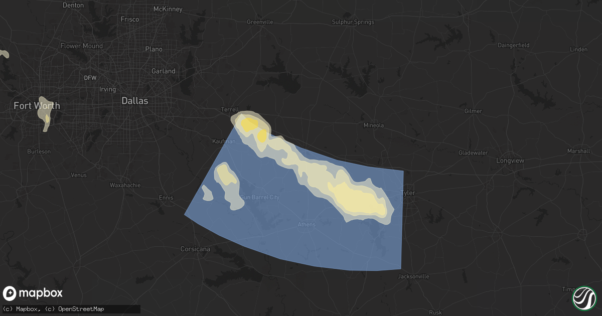 Hail map in Canton, TX on May 28, 2024