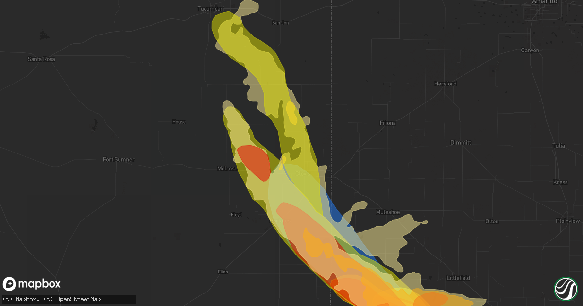 Hail map in Clovis, NM on May 28, 2024