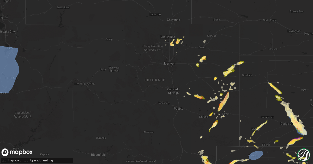 Hail map in Colorado on May 28, 2024