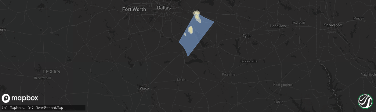 Hail map in Corsicana, TX on May 28, 2024