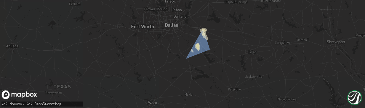 Hail map in Ennis, TX on May 28, 2024