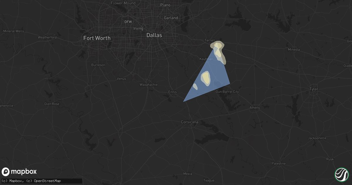 Hail map in Ennis, TX on May 28, 2024