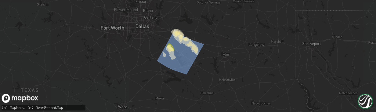 Hail map in Eustace, TX on May 28, 2024