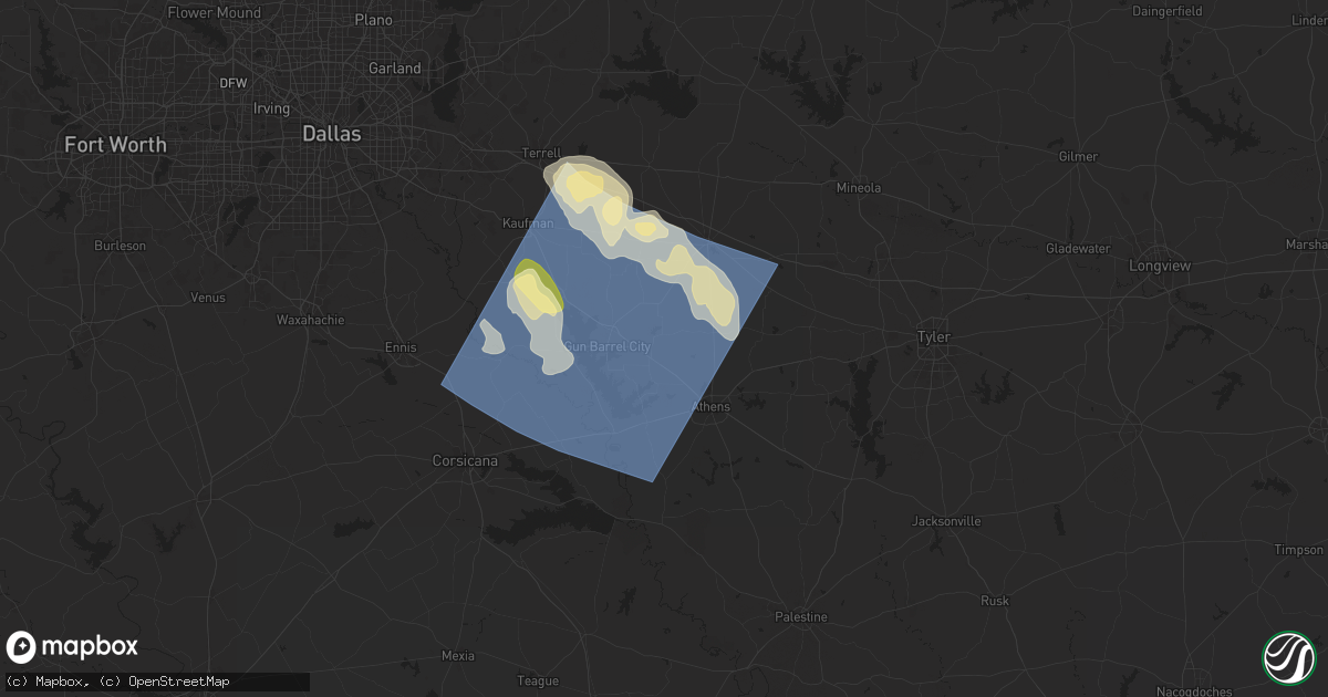 Hail map in Eustace, TX on May 28, 2024