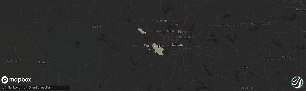 Hail map in Fort Worth, TX on May 28, 2024