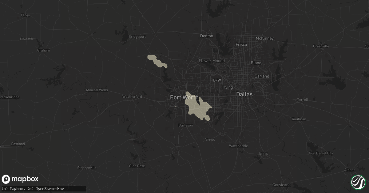 Hail map in Fort Worth, TX on May 28, 2024