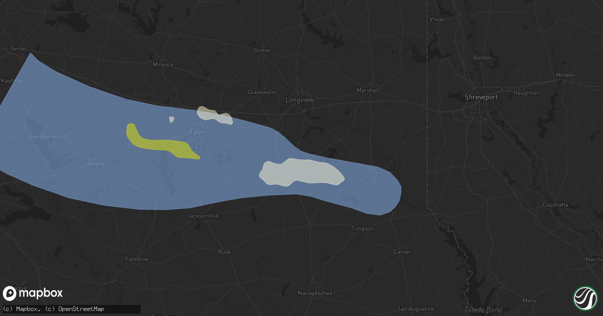 Hail map in Henderson, TX on May 28, 2024