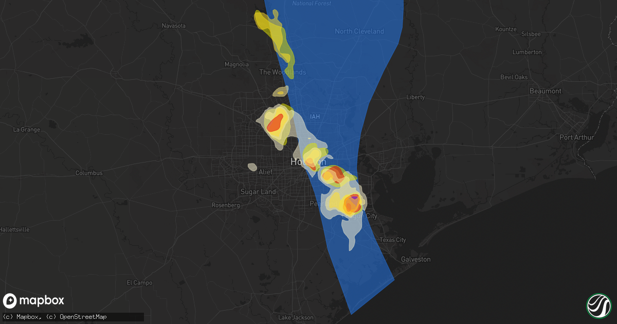 Hail map in Houston, TX on May 28, 2024