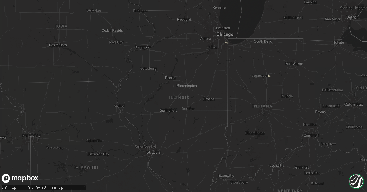 Hail map in Illinois on May 28, 2024