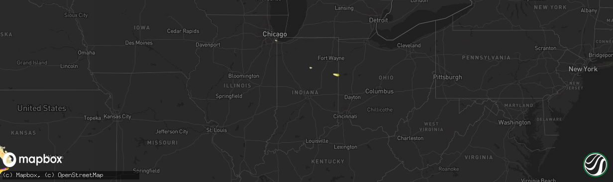 Hail map in Indiana on May 28, 2024