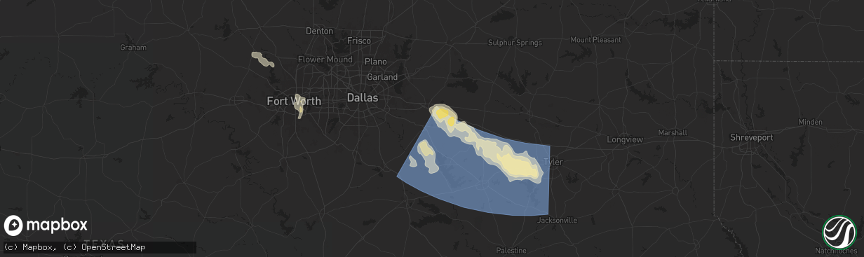 Hail map in Kaufman, TX on May 28, 2024