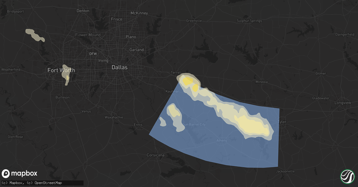 Hail map in Kaufman, TX on May 28, 2024