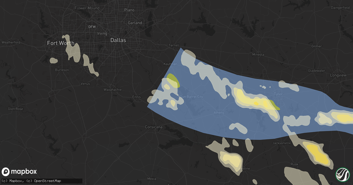 Hail map in Kemp, TX on May 28, 2024