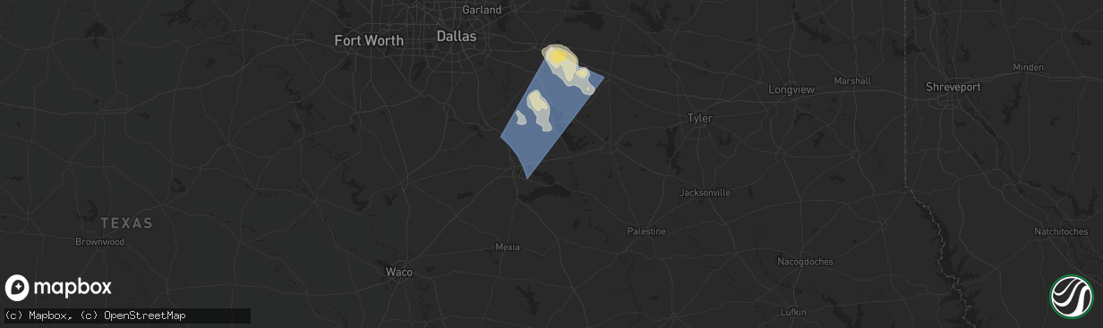 Hail map in Kerens, TX on May 28, 2024