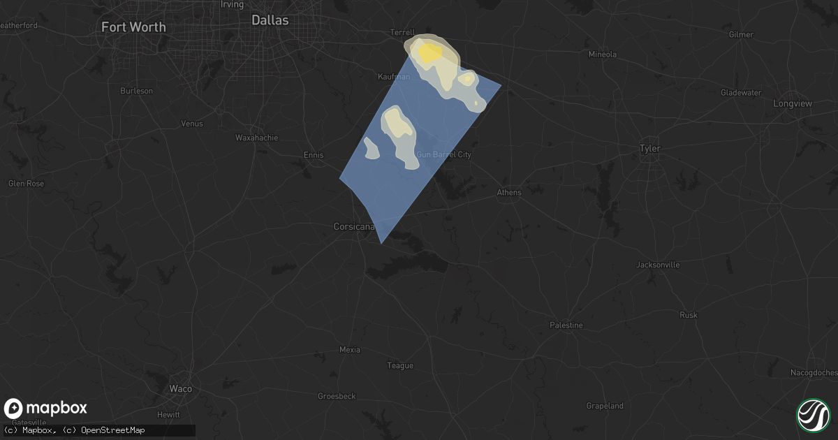 Hail map in Kerens, TX on May 28, 2024