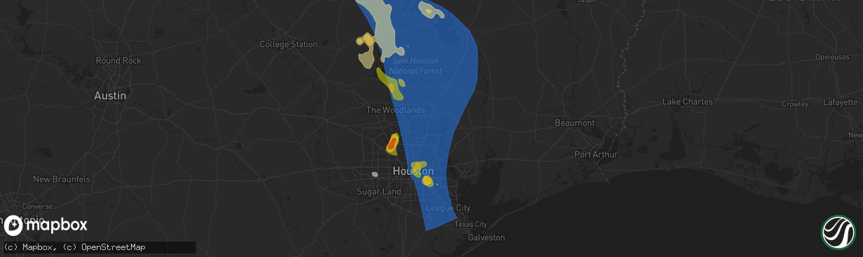 Hail map in Kingwood, TX on May 28, 2024