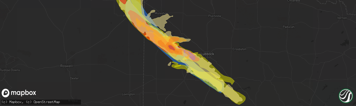 Hail map in Levelland, TX on May 28, 2024