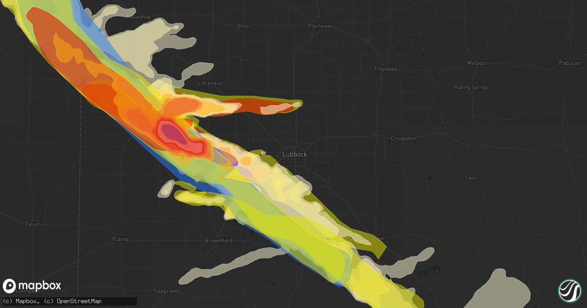 Hail map in Lubbock, TX on May 28, 2024