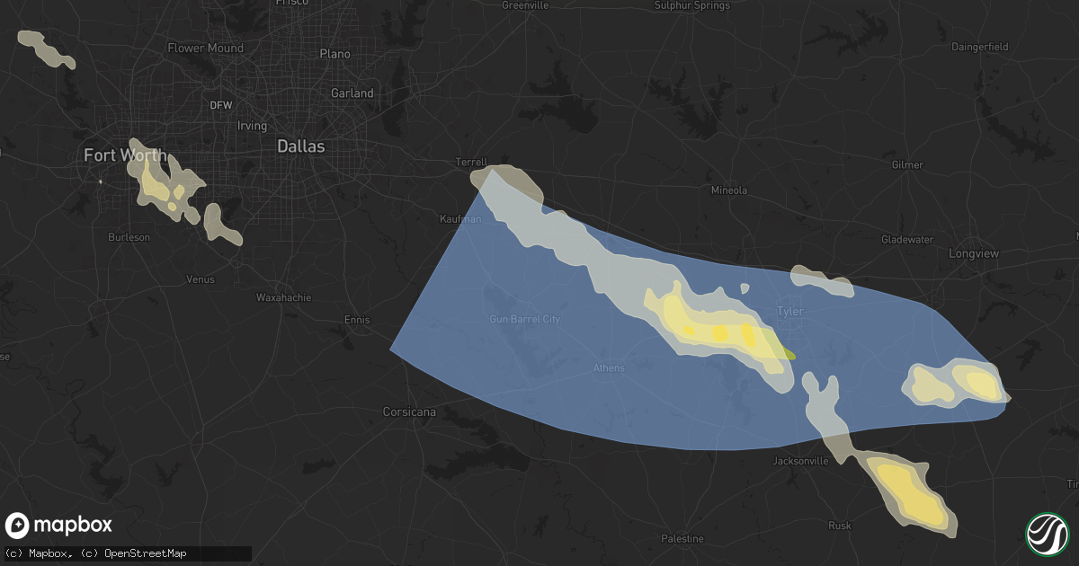 Hail map in Mabank, TX on May 28, 2024