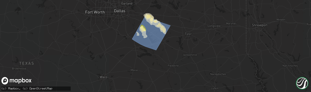 Hail map in Malakoff, TX on May 28, 2024