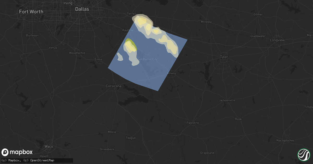 Hail map in Malakoff, TX on May 28, 2024