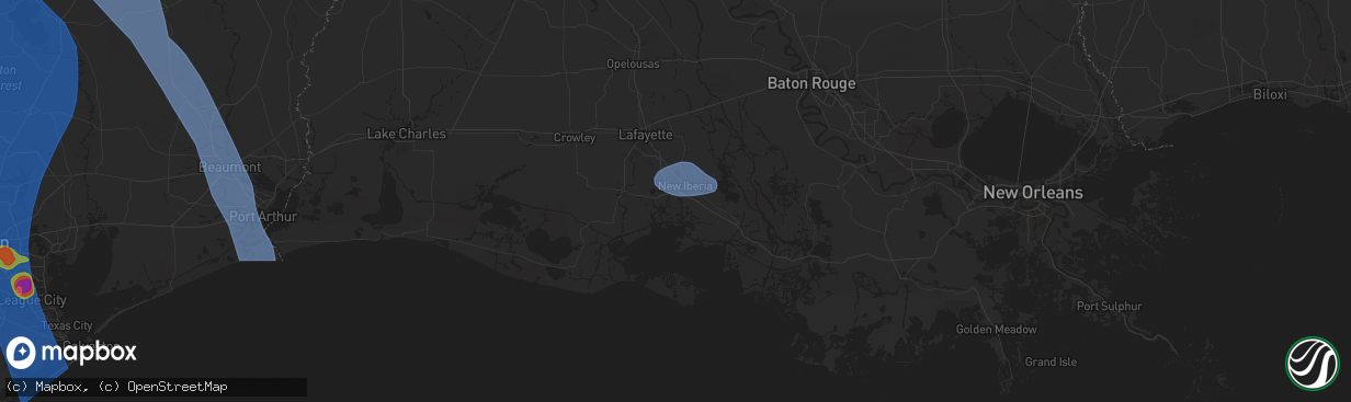 Hail map in New Iberia, LA on May 28, 2024
