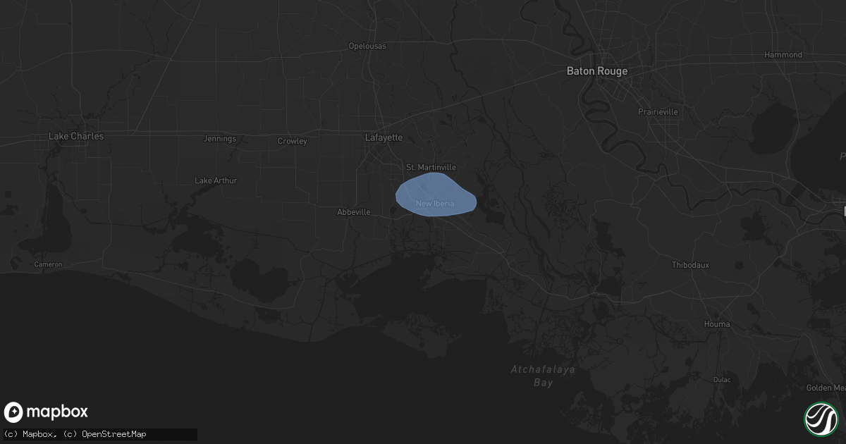 Hail map in New Iberia, LA on May 28, 2024