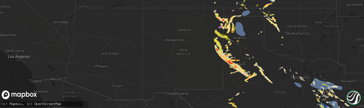 Hail map in New Mexico on May 28, 2024