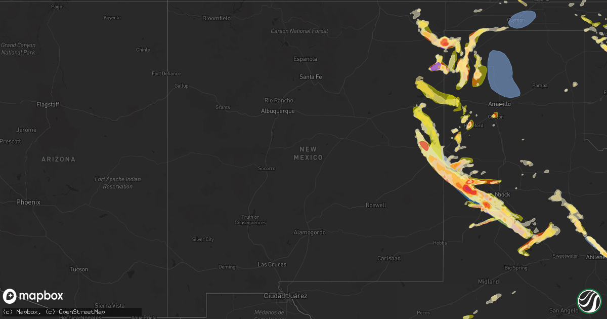 Hail map in New Mexico on May 28, 2024