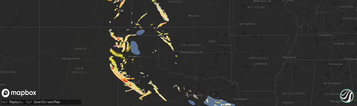 Hail map in Oklahoma on May 28, 2024