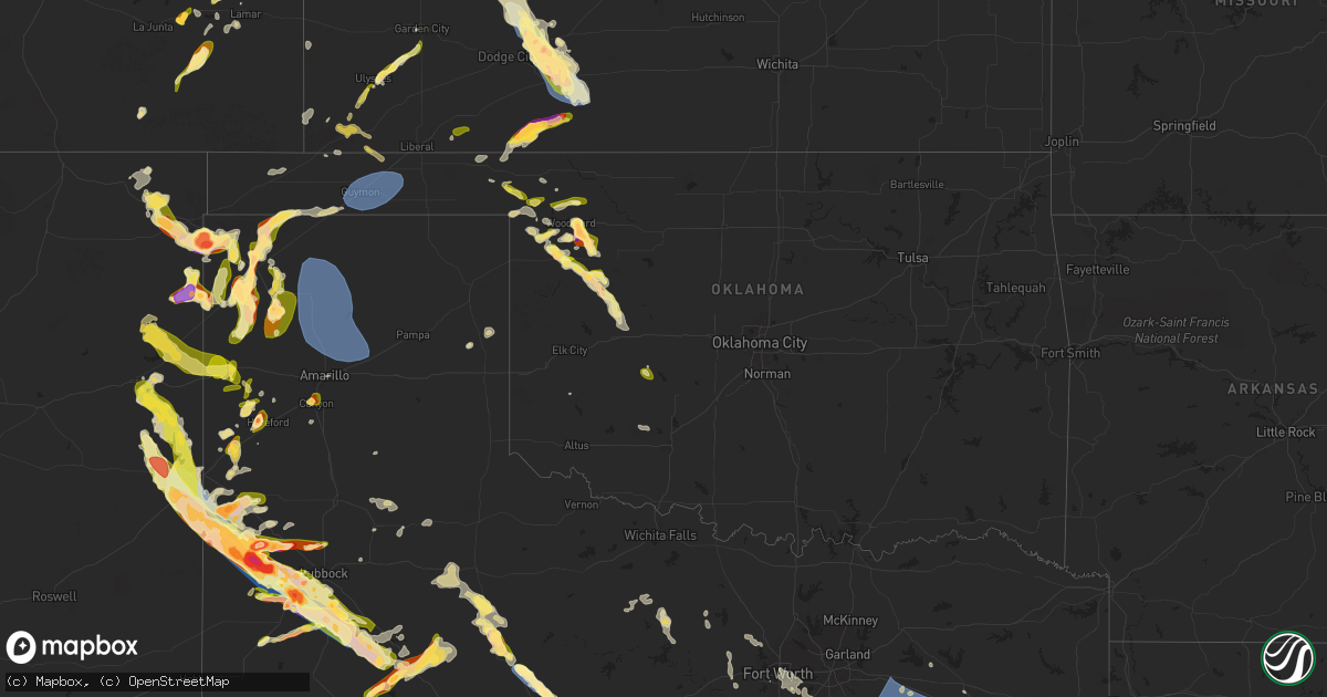 Hail map in Oklahoma on May 28, 2024
