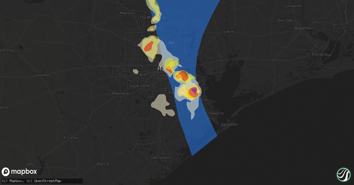 Hail map in Pearland, TX on May 28, 2024