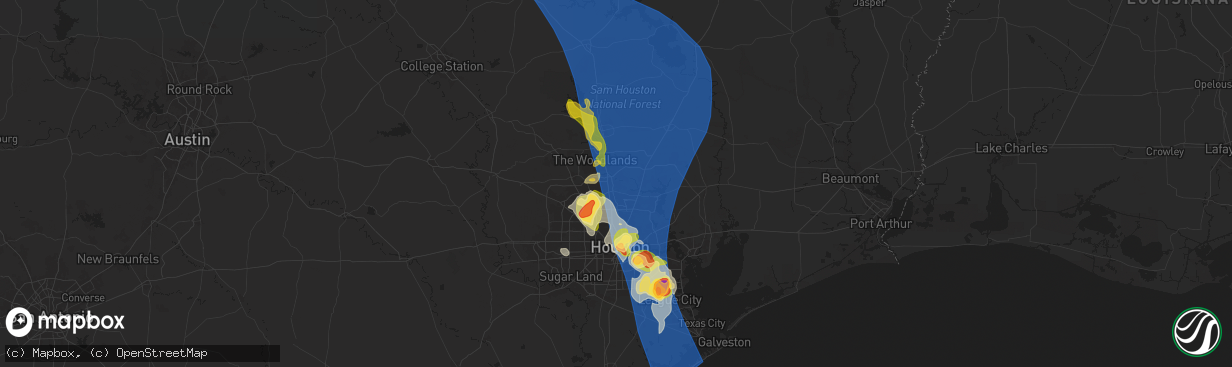 Hail map in Spring, TX on May 28, 2024