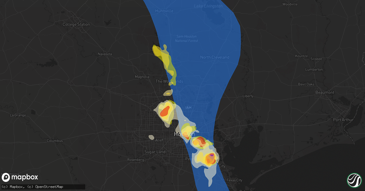 Hail map in Spring, TX on May 28, 2024
