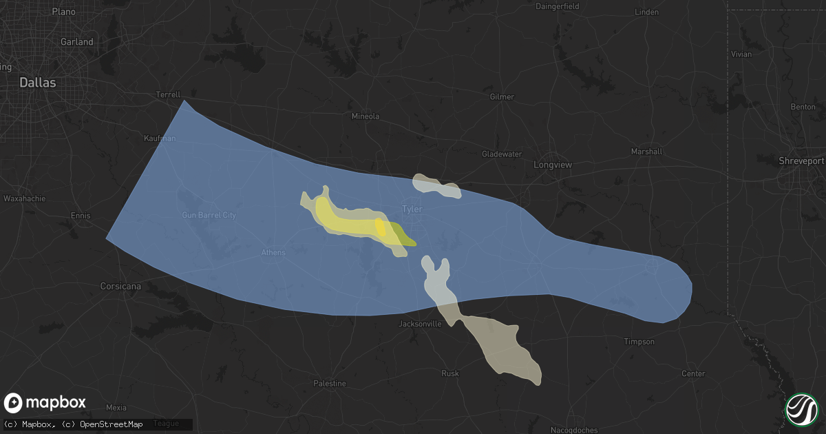 Hail map in Tyler, TX on May 28, 2024