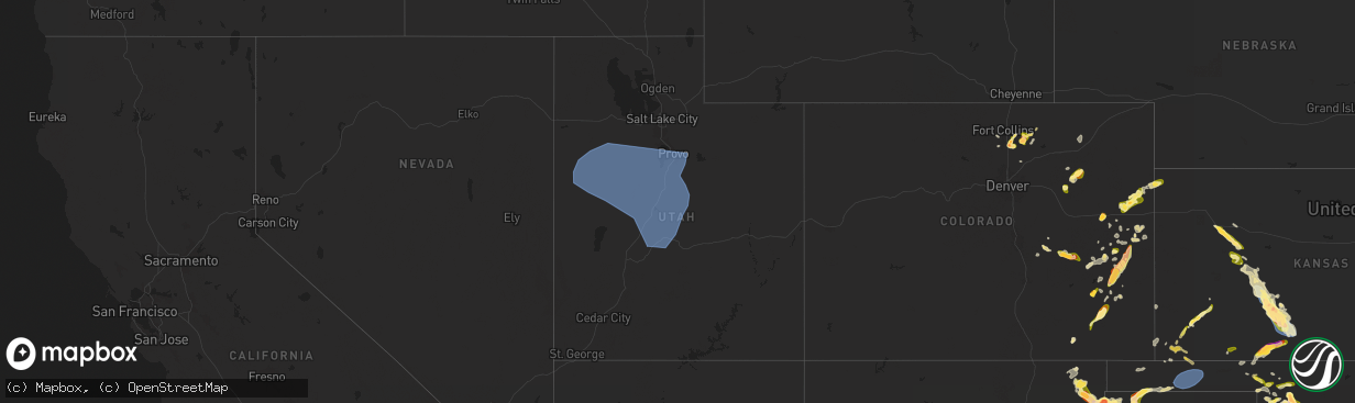 Hail map in Utah on May 28, 2024