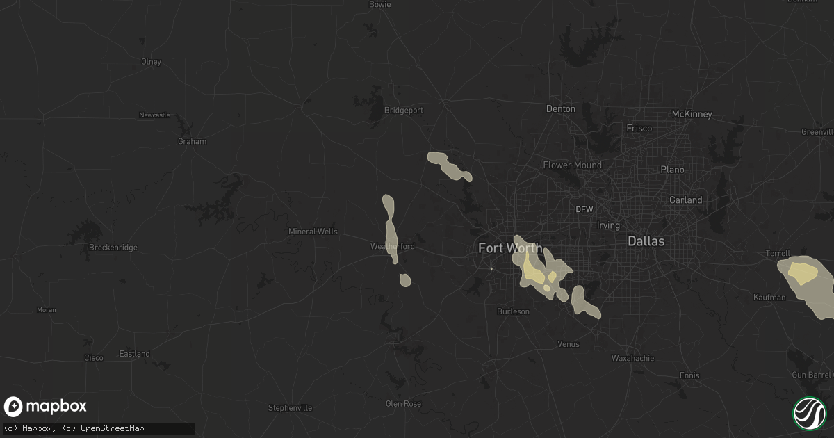 Hail map in Weatherford, TX on May 28, 2024