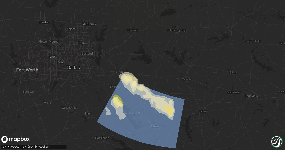 Hail map in Wills Point, TX on May 28, 2024
