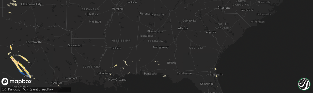 Hail map in Alabama on May 28, 2025