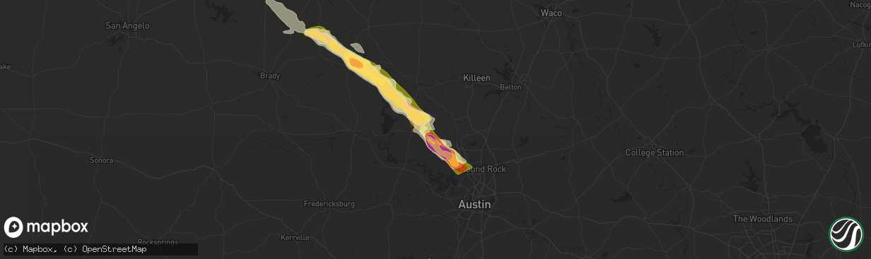Hail map in Bertram, TX on May 28, 2025