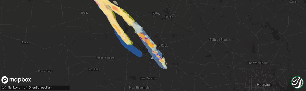Hail map in Cedar Park, TX on May 28, 2025